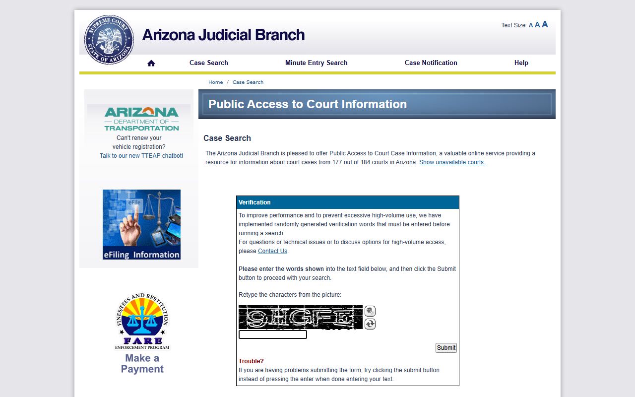 Yuma County court records after arrest Arizona Public Access lookup